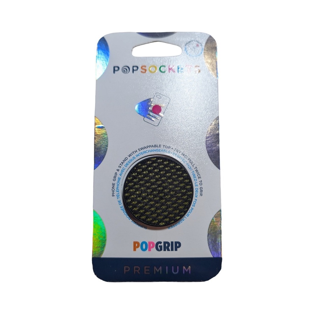 T5-N PopSockets PopGrip Premium Cell Phone Grip - Black Carbonite Weave